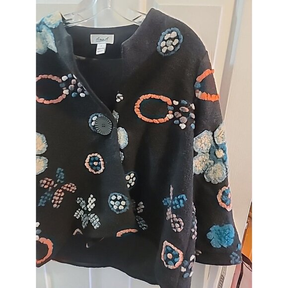 Anis A Womans Boho Embroidered 60s Style Wool Jacket Coat. Fully Line. Small - Picture 3 of 13